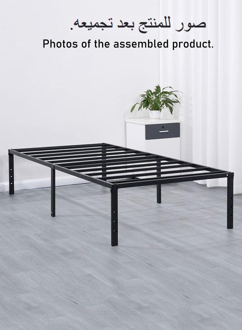 WEMART Twin Bed Frame 35 cm - 1400lbs Heavy Duty Metal Platform Bed, Integrated Strong Steel Slat Support, No Box Spring Needed, Anti-Slip & Noise-Free Mattress Foundation, Easy Assembly, Black - Image 2